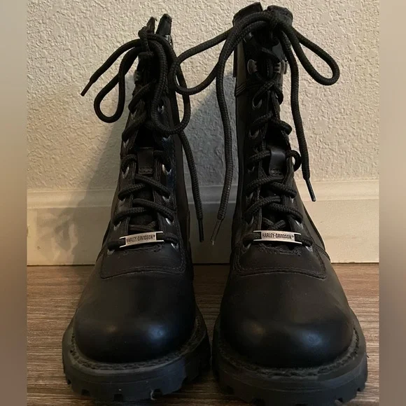 HARLEY DAVIDSON Women's Genuine Leather boots Black Size 6 - Used - Picture 2 of 3